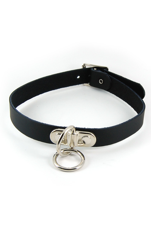 Small Ring Black Leather Neckband – Tiger of London
